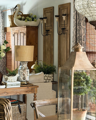 Grand Architectural Wood Panel Candle Sconces, Set of 2