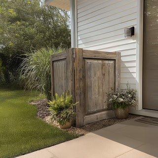 Reclaimed wood outdoor privacy screen