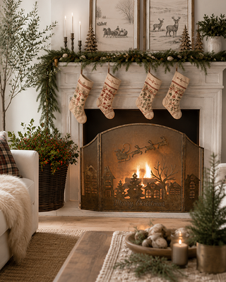 Folding Metal Fireplace Screen 42 Inch Three Panel Hearth Decor
