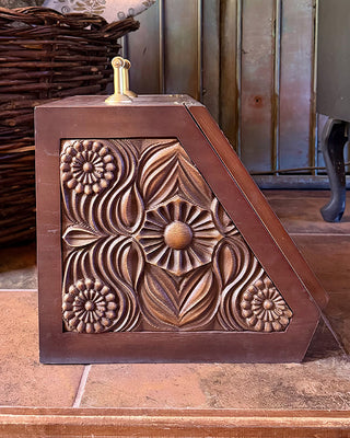 Rustic Fireplace Scuttle Box with Metal Liner and Trowel