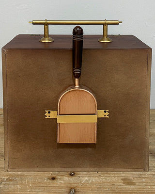 Rustic Fireplace Scuttle Box with Metal Liner and Trowel