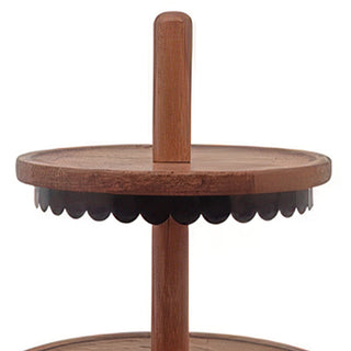 Farmhouse 2-tier cupcake stand wood and metal scalloped edge display