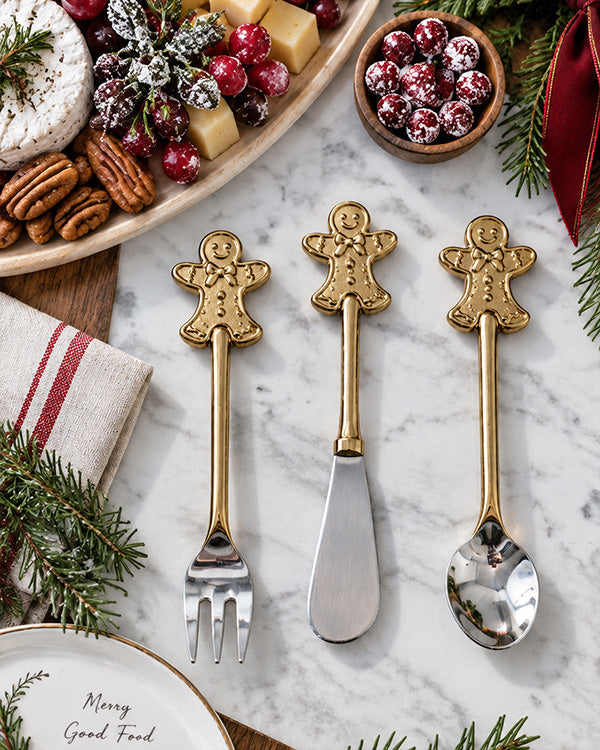 Polished Brass Holiday Entertaining Set, Set of 3