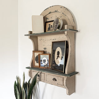 Farmhouse Arched Wall Shelf with 2 Drawers