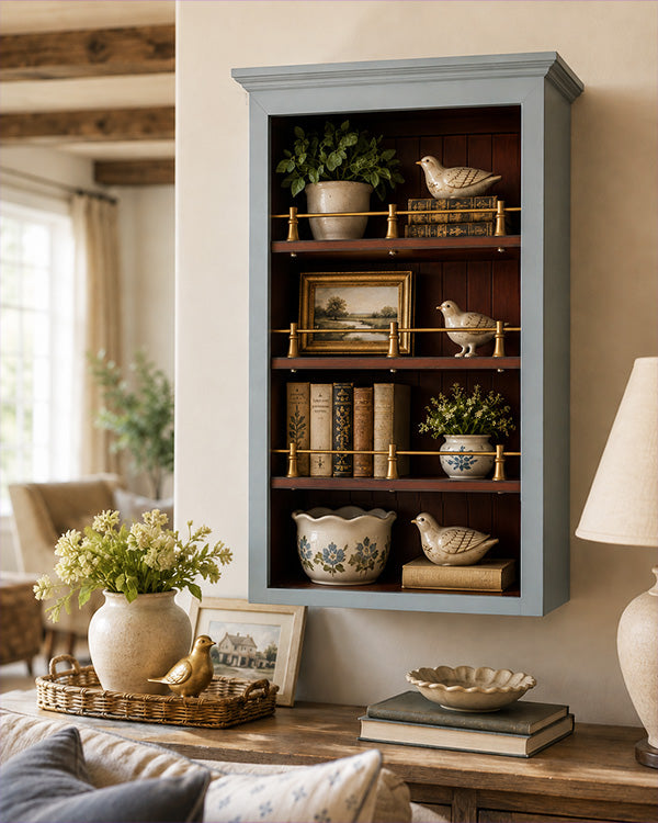 Vintage-Inspired Wood Rail Wall Shelf