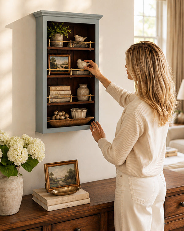 Vintage-Inspired Wood Rail Wall Shelf