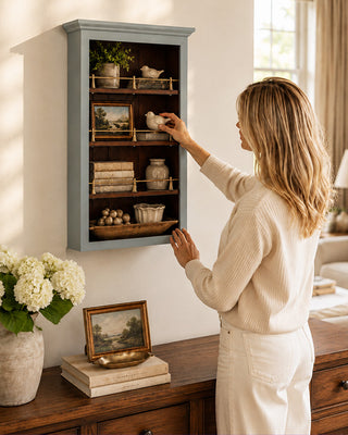 Vintage-Inspired Wood Rail Wall Shelf