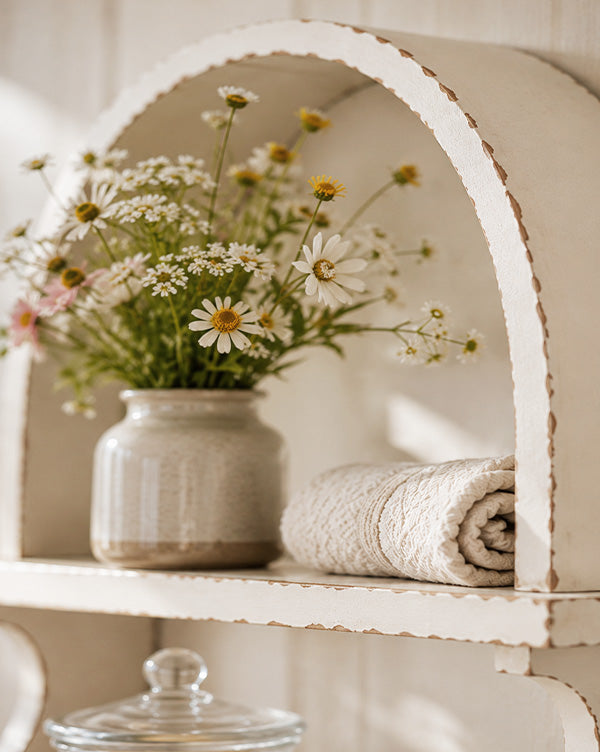 Arched Wood Wall Shelf | Two-Tier Farmhouse Charm