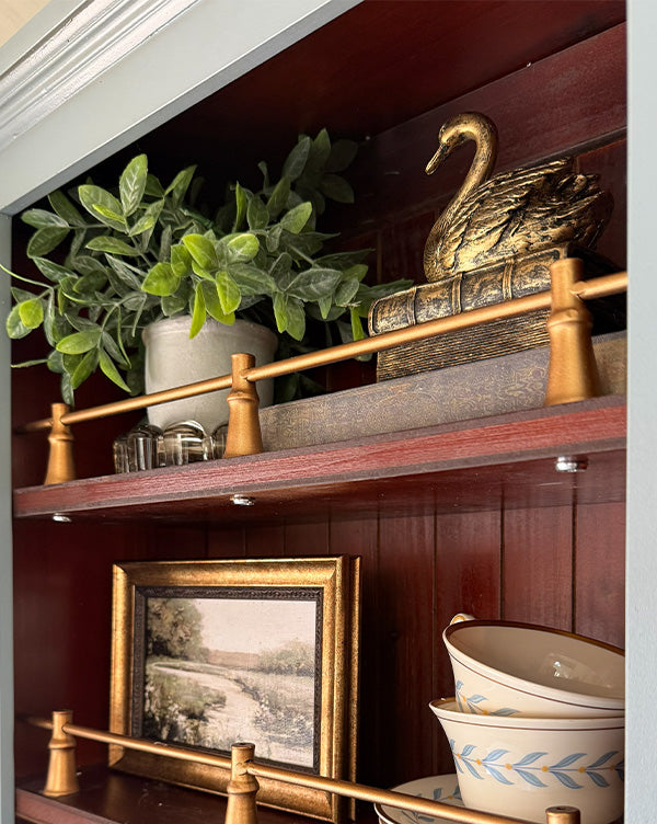 Vintage-Inspired Wood Rail Wall Shelf
