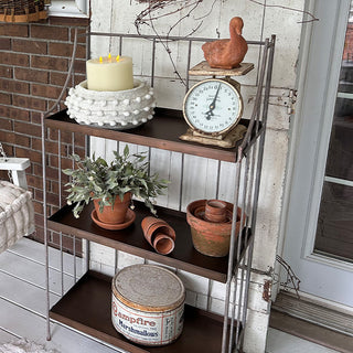 Rustic 3-Tier Display Shelf Closeup