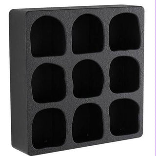 black storage shelf side view