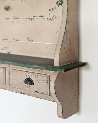 Farmhouse Arched Wall Shelf with 2 Drawers