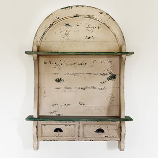 Farmhouse Arched Wall Shelf with 2 Drawers
