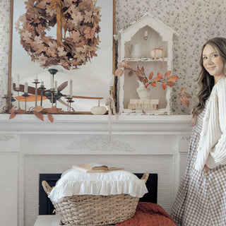 Distressed White Farmhouse House Wall Shelf with Two Tier Display