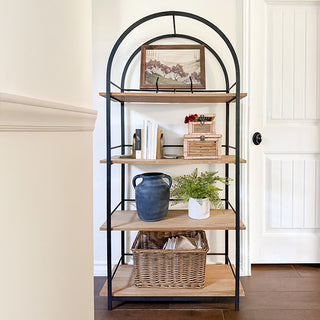Arched top bookshelf for farmhouse home decor