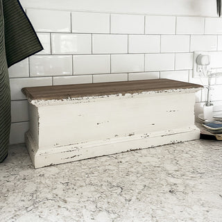 Distressed white farmhouse shelf
