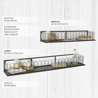 Cathedral Arch Metal Wall Shelf, Set of 2 | Farmhouse Display Shelves