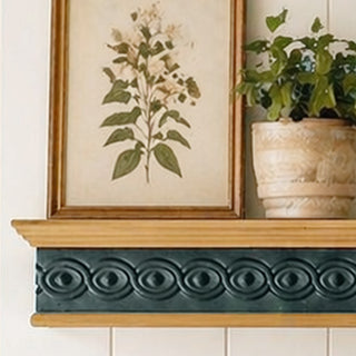 Textured Scroll Base Wood and Metal Wall Shelves, Set of 2
