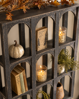 Arched Black Wood Wall Cubby Shelves