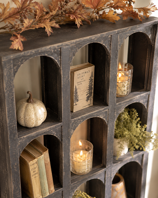 Arched Black Wood Wall Cubby Shelves