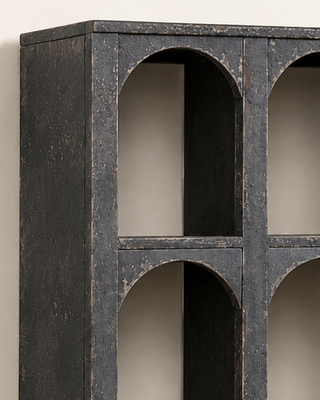 Arched Black Wood Wall Cubby Shelves