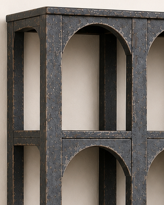 Arched Black Wood Wall Cubby Shelves