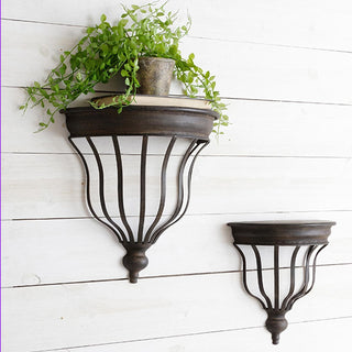 Farmhouse wall shelves with plants decorative set