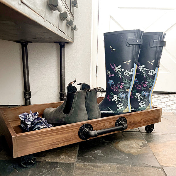 Wooden Boot Tray With Wheels – Kskystudio