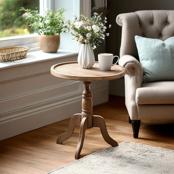 Spindle Base Table Round Wood Side Table with Spindle Base - Decor Steals