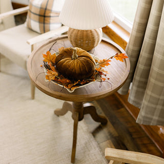 Round Wood Side Table with Spindle Base Decor Steals