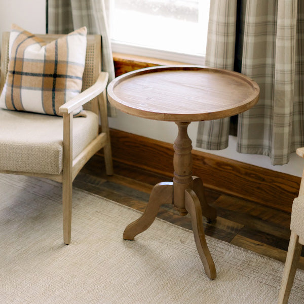 Spindle Base Table Round Wood Side Table with Spindle Base - Decor Steals
