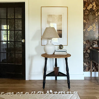 Antiqued Wood Round Accent Table
