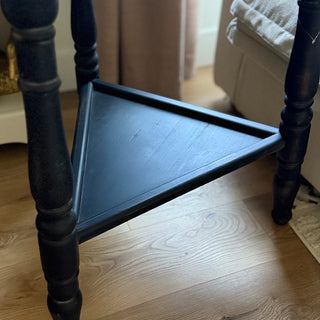 Antiqued Wood Round Accent Table