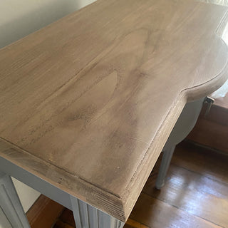 Farmhouse Console Table Natural Wood Gray Painted Base with Drawer