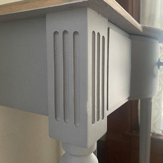 Farmhouse Console Table Natural Wood Gray Painted Base with Drawer