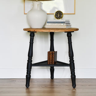 Antiqued Wood Round Accent Table