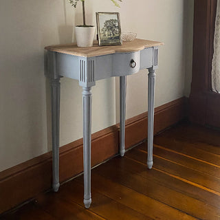 Farmhouse Console Table Natural Wood Gray Painted Base with Drawer
