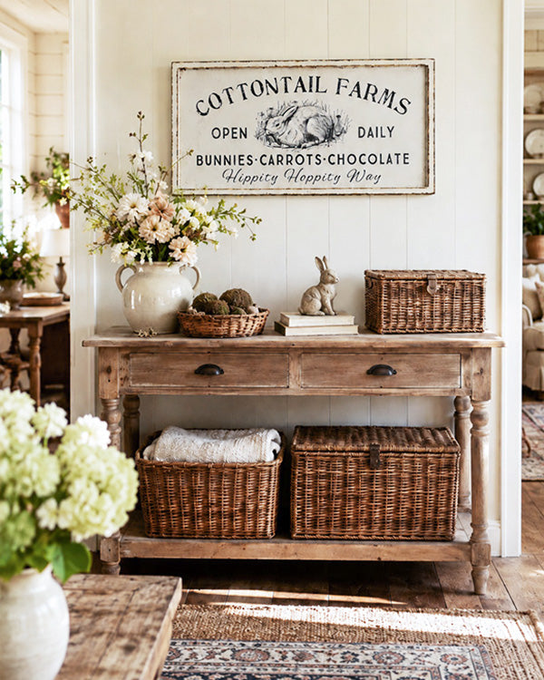36 Inch Vintage Inspired Cottontail Farms Bunny Art