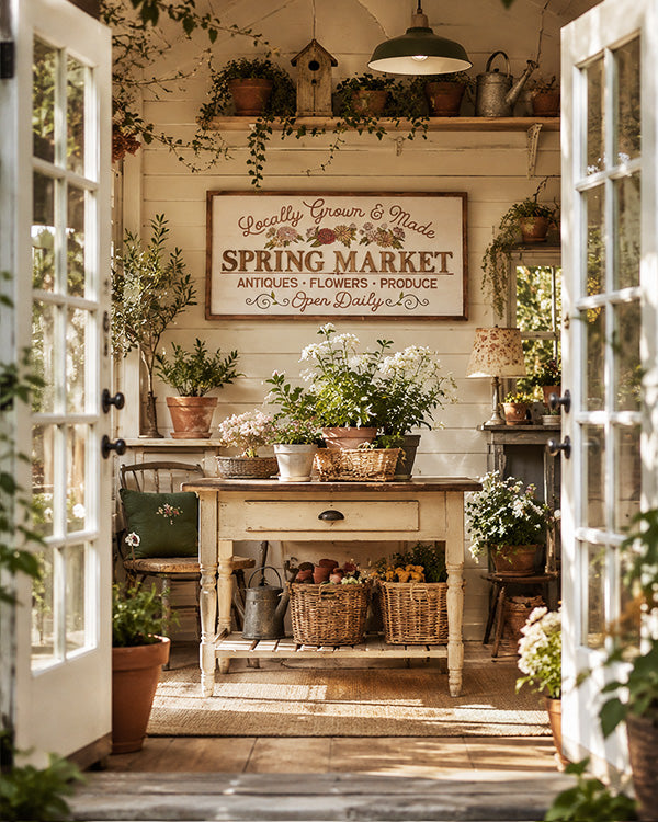 Vintage Spring Market Farmhouse Wood Sign