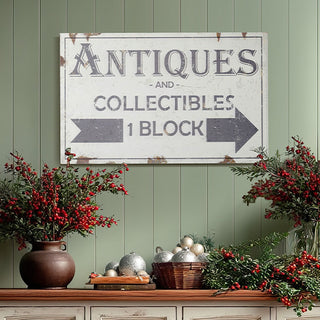 Vintage Antiques and Collectibles Distressed Wood Directional Sign