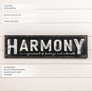 Harmony Definition Vintage Metal Wall Sign