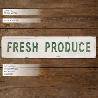 Vintage Embossed Fresh Produce Metal Wall Sign