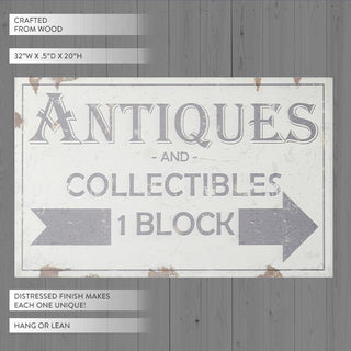 Vintage Antiques and Collectibles Distressed Wood Directional Sign