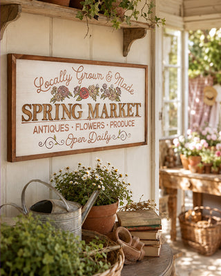 Vintage Spring Market Farmhouse Wood Sign