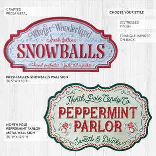 Scalloped Vintage Metal Christmas Wall Sign, Choose Your Style