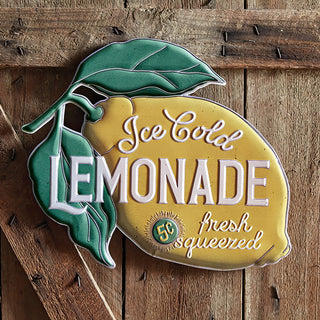 Vintage lemonade metal sign on rustic wood background