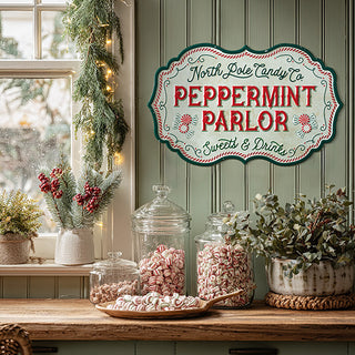 Scalloped Vintage Metal Christmas Wall Sign, Choose Your Style