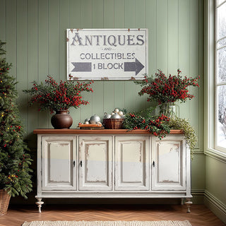 Vintage Antiques and Collectibles Distressed Wood Directional Sign