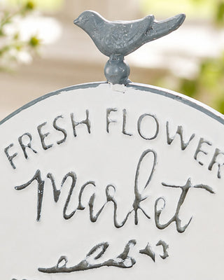 White Metal Fresh Flower Market Tabletop Sign