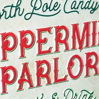 Scalloped Vintage Metal Christmas Wall Sign, Choose Your Style